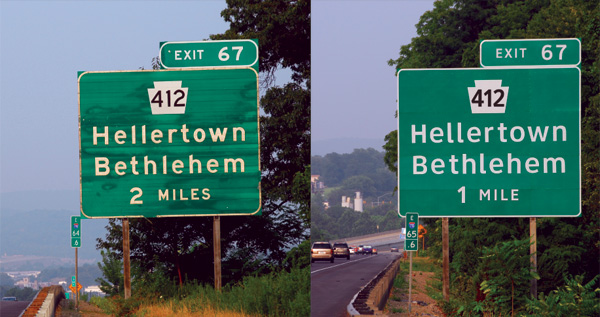 Highway Gothic font vs. Clearview font
