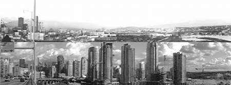 False Creek, Vancouver from the Granville Street Bridge, 1978 and 2003, black and white