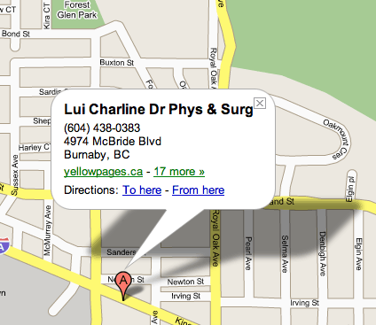 Map to Dr. Lui's office