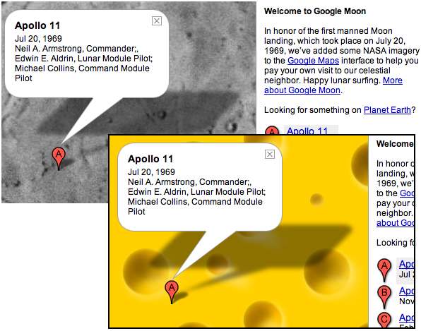 Google Moon with cheese